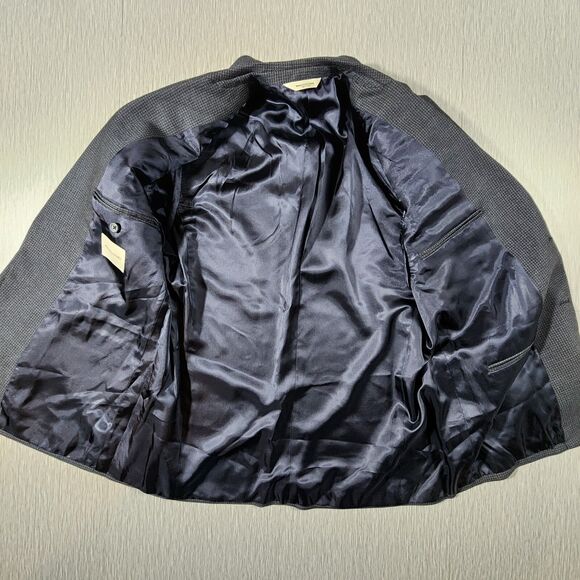 Pronto Uomo Sport Coat Blazer Suit Jacket Houndstooth Blue 40 Short - Picture 7 of 12